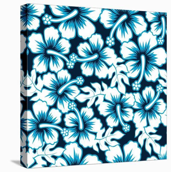 Surf Graphic Floral Hibiscus Seamless Pattern-Adam Fahey-Stretched Canvas