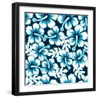 Surf Graphic Floral Hibiscus Seamless Pattern-Adam Fahey-Framed Photographic Print