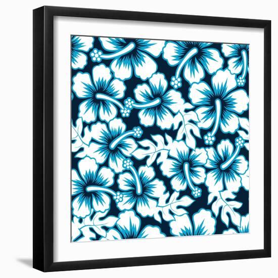 Surf Graphic Floral Hibiscus Seamless Pattern-Adam Fahey-Framed Photographic Print