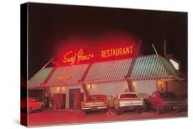 Surf House Restaurant, Retro-null-Stretched Canvas