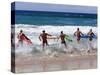 Surf Lifesavers Sprint for Water During a Rescue Board Race at Cronulla Beach, Sydney, Australia-Andrew Watson-Stretched Canvas