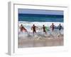 Surf Lifesavers Sprint for Water During a Rescue Board Race at Cronulla Beach, Sydney, Australia-Andrew Watson-Framed Photographic Print