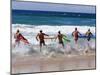 Surf Lifesavers Sprint for Water During a Rescue Board Race at Cronulla Beach, Sydney, Australia-Andrew Watson-Mounted Photographic Print