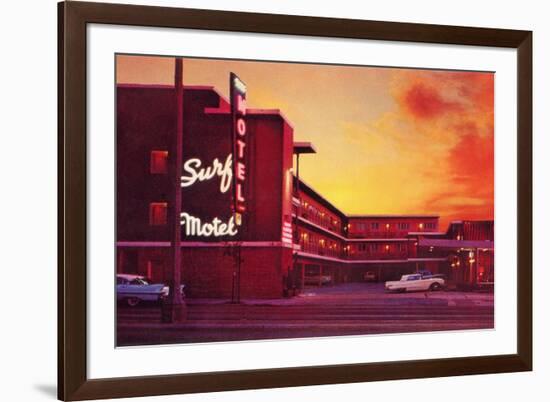 Surf Motel at Sunset, Retro-null-Framed Premium Giclee Print