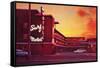 Surf Motel at Sunset, Retro-null-Framed Stretched Canvas