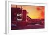 Surf Motel at Sunset, Retro-null-Framed Art Print