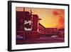 Surf Motel at Sunset, Retro-null-Framed Art Print