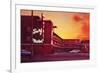 Surf Motel at Sunset, Retro-null-Framed Art Print