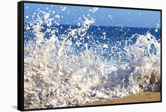 Surf on the Beach, Oahu, Hawaii, Usa-null-Framed Stretched Canvas