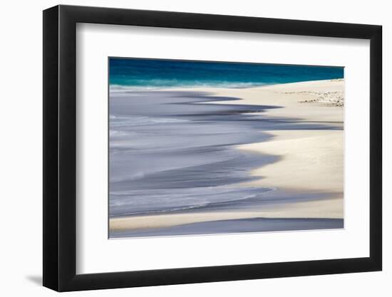 Surf pattern washing up on white sandy beach, Espanola Island, Galapagos Islands, Ecuador.-Adam Jones-Framed Photographic Print