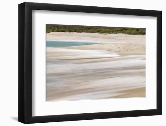 Surf pattern washing up on white sandy beach, Espanola Island, Galapagos Islands, Ecuador.-Adam Jones-Framed Photographic Print