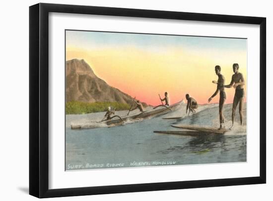 Surf Riders at Waikiki, Hawaii-null-Framed Art Print