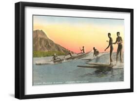 Surf Riders at Waikiki, Hawaii-null-Framed Art Print