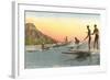 Surf Riders at Waikiki, Hawaii-null-Framed Art Print