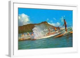 Surf Riders, Hawaii-null-Framed Art Print