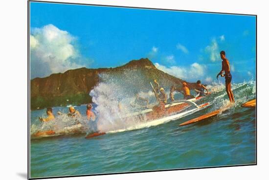 Surf Riders, Hawaii-null-Mounted Art Print