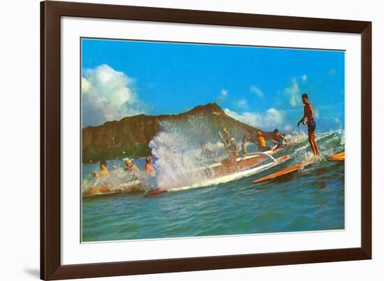 Surf Riders, Hawaii-null-Framed Art Print