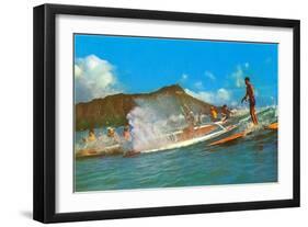 Surf Riders, Hawaii-null-Framed Art Print