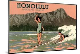 Surf Riders, Honolulu, Hawaii, Graphics-null-Mounted Art Print