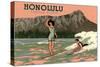 Surf Riders, Honolulu, Hawaii, Graphics-null-Stretched Canvas