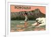 Surf Riders, Honolulu, Hawaii, Graphics-null-Framed Premium Giclee Print