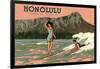 Surf Riders, Honolulu, Hawaii, Graphics-null-Framed Art Print