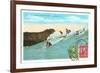 Surf Riding at Waikiki, Hawaii-null-Framed Premium Giclee Print