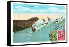 Surf Riding at Waikiki, Hawaii-null-Framed Stretched Canvas