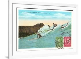 Surf Riding at Waikiki, Hawaii-null-Framed Art Print