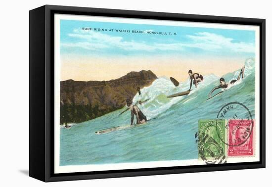 Surf Riding at Waikiki, Hawaii-null-Framed Stretched Canvas