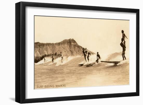 Surf Riding, Hawaii, Photo-null-Framed Art Print