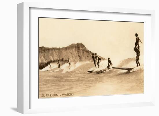 Surf Riding, Hawaii, Photo-null-Framed Art Print