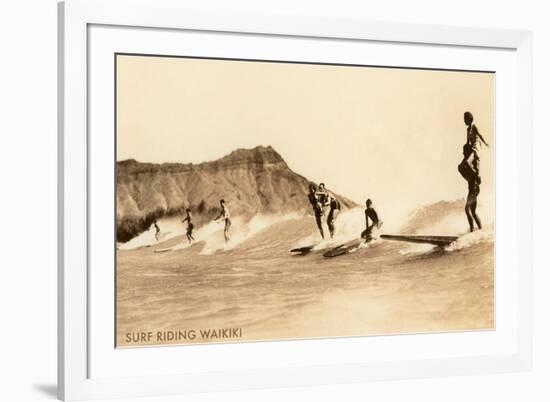 Surf Riding, Hawaii, Photo-null-Framed Art Print