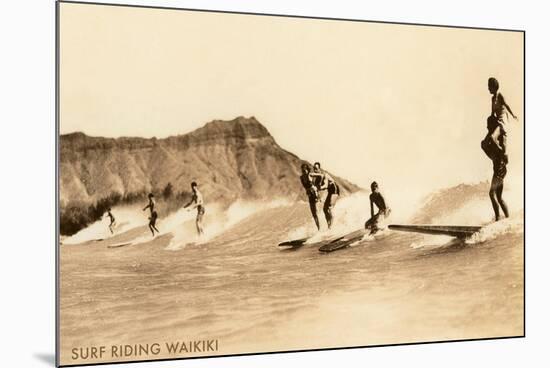 Surf Riding, Hawaii, Photo-null-Mounted Art Print