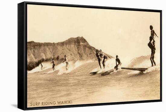 Surf Riding, Hawaii, Photo-null-Framed Stretched Canvas