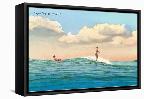 Surf Riding, Waikiki, Hawaii-null-Framed Stretched Canvas