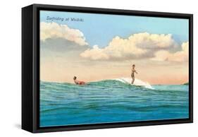 Surf Riding, Waikiki, Hawaii-null-Framed Stretched Canvas