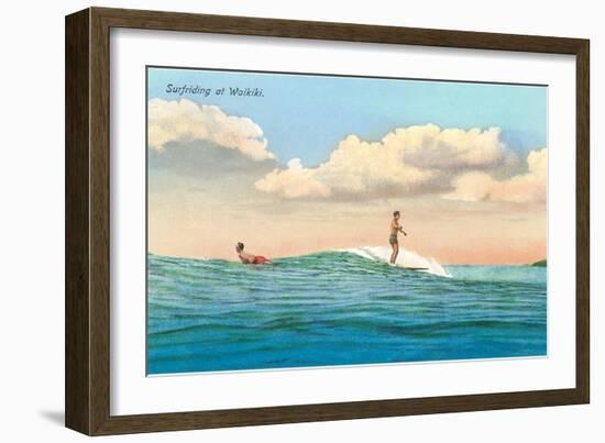 Surf Riding, Waikiki, Hawaii-null-Framed Art Print