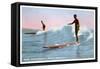 Surf Riding, Waikiki, Hawaii-null-Framed Stretched Canvas