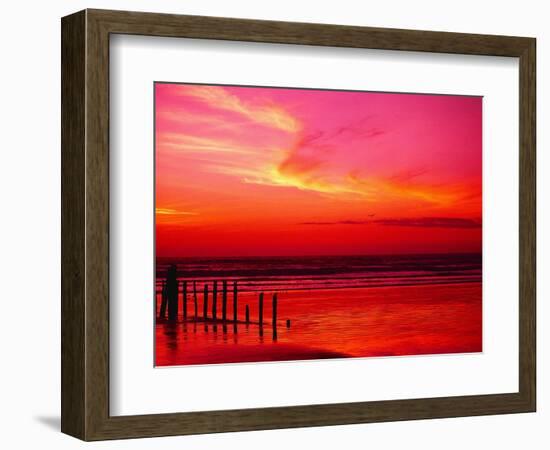 Surf Rolling onto Beach at Sunset-Mick Roessler-Framed Photographic Print