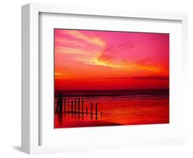 Surf Rolling onto Beach at Sunset-Mick Roessler-Framed Photographic Print