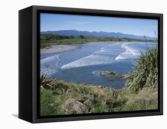 Surf Rolling onto Deserted Beaches, Greymouth, Westland, West Coast, South Island, New Zealand-D H Webster-Framed Stretched Canvas