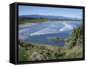 Surf Rolling onto Deserted Beaches, Greymouth, Westland, West Coast, South Island, New Zealand-D H Webster-Framed Stretched Canvas