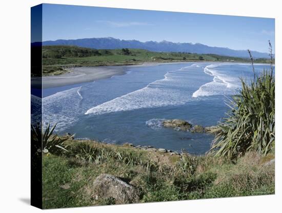 Surf Rolling onto Deserted Beaches, Greymouth, Westland, West Coast, South Island, New Zealand-D H Webster-Stretched Canvas