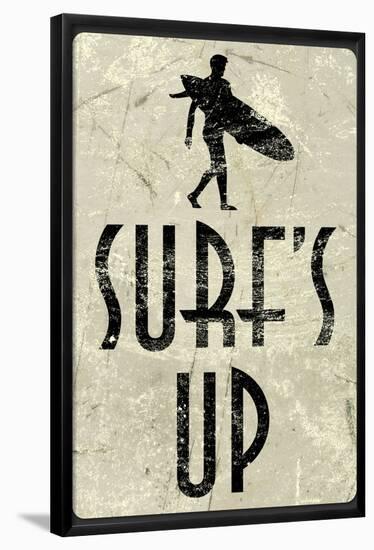Surf's Up Distressed Sign Poster-null-Framed Poster