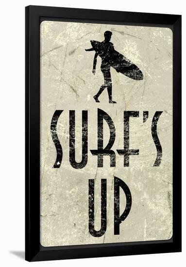 Surf's Up Distressed Sign Poster-null-Framed Poster