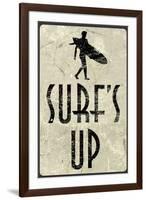 Surf's Up Distressed Sign-null-Framed Art Print