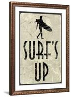 Surf's Up Distressed Sign-null-Framed Art Print