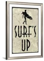 Surf's Up Distressed Sign-null-Framed Art Print