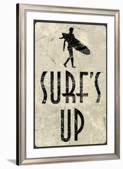 Surf's Up Distressed Sign-null-Framed Art Print